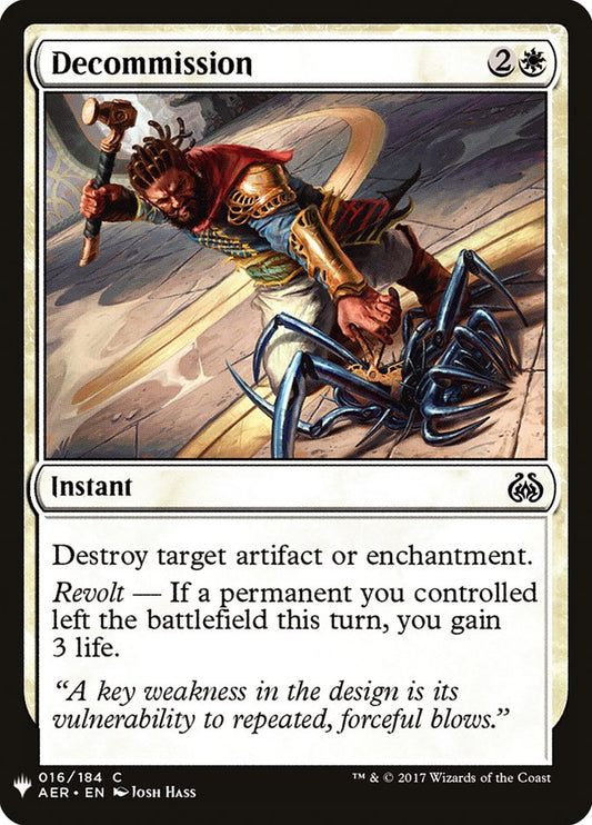MTG Card Title: Decommission PLST/AER-16