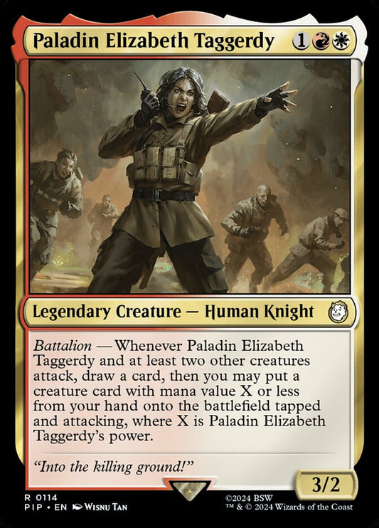 MTG Card Title: Paladin Elizabeth Taggerdy PIP/114