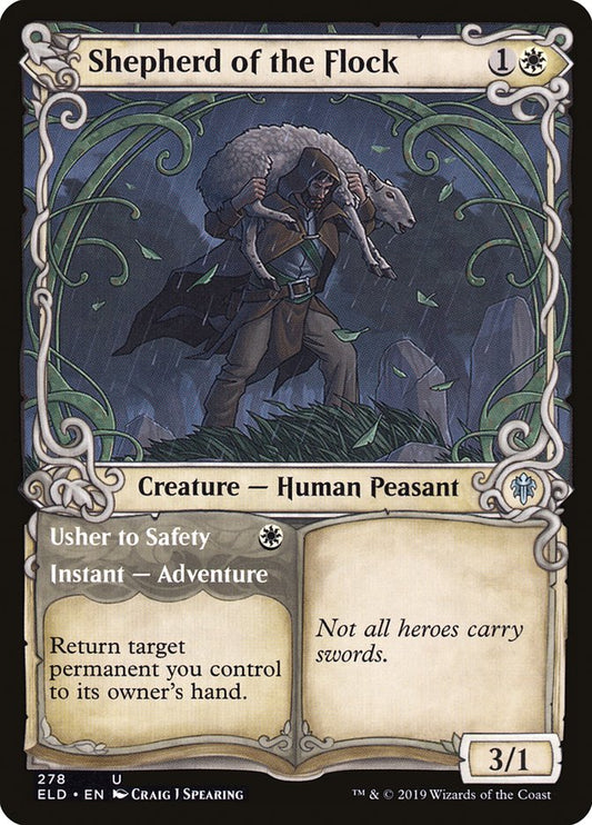 MTG Card Title: Shepherd of the Flock // Usher to Safety ELD/278