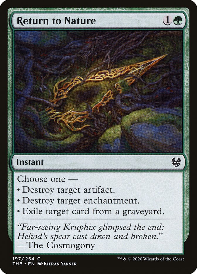MTG Card Title: Return to Nature THB/197