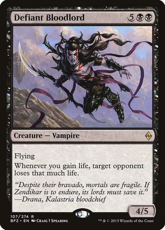 MTG Card Title: Defiant Bloodlord BFZ/107