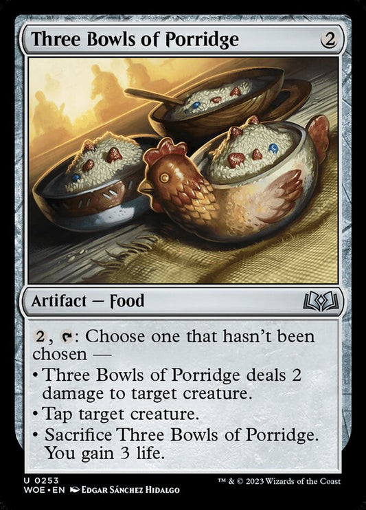 MTG Card Title: Three Bowls of Porridge WOE/253