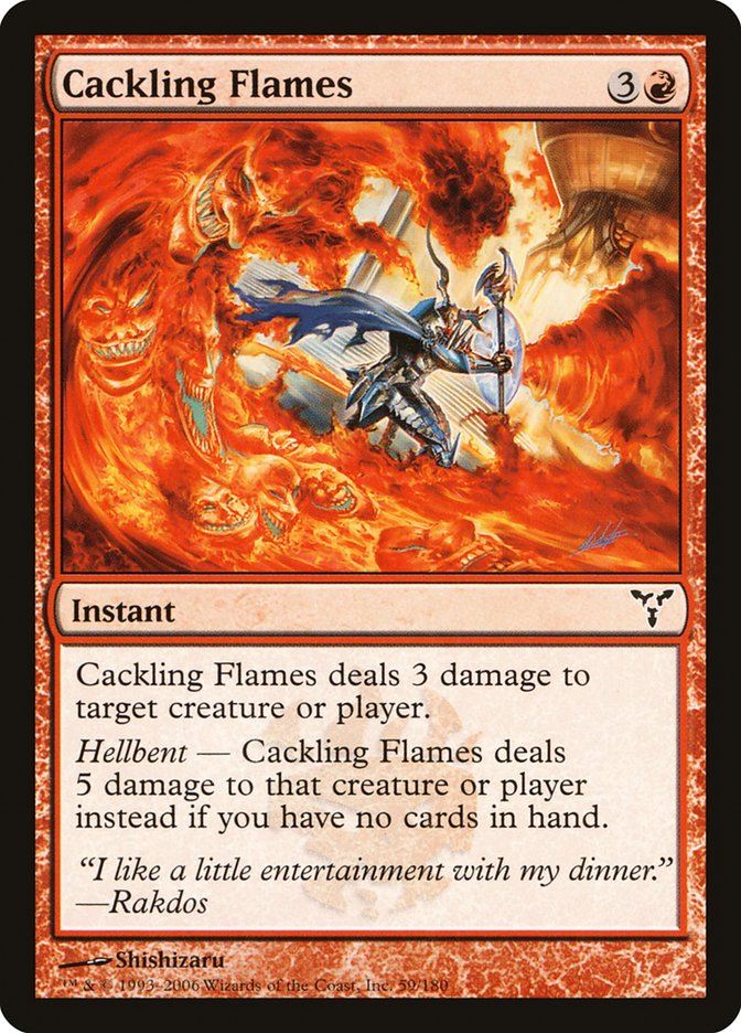 MTG Card Title: Cackling Flames DIS/59