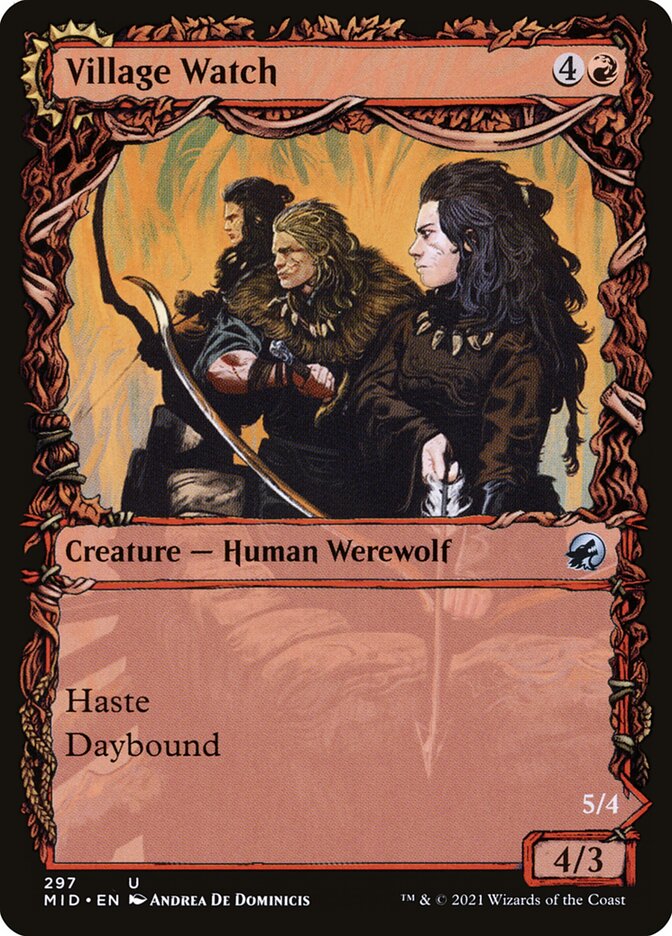 MTG Card Title: Village Watch // Village Reavers MID/297