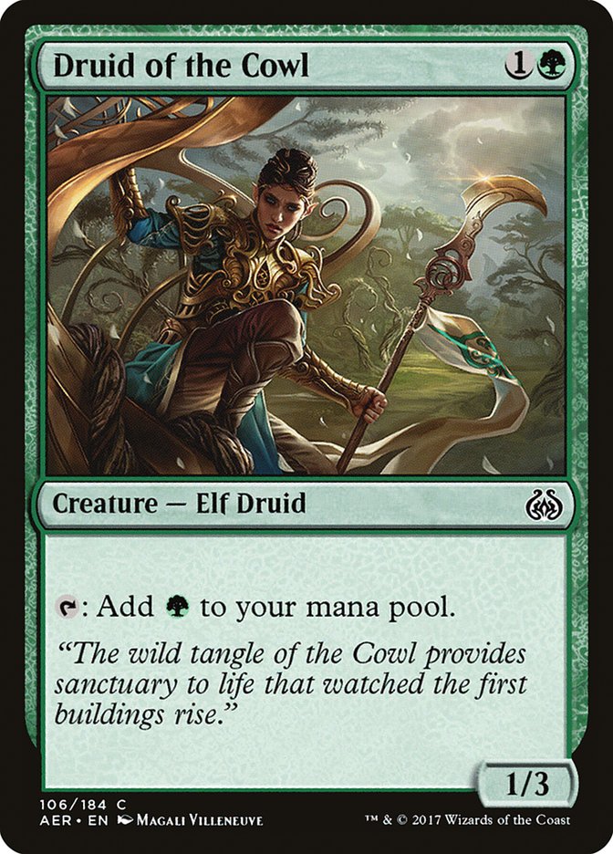MTG Card Title: Druid of the Cowl AER/106