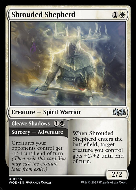MTG Card Title: Shrouded Shepherd // Cleave Shadows WOE/236