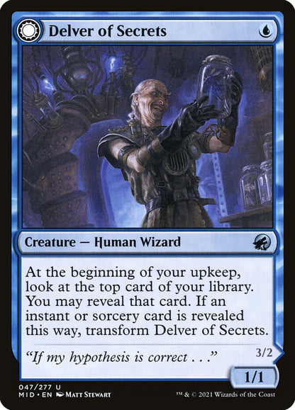 MTG Card Title: Delver of Secrets // Insectile Aberration MID/47