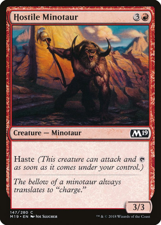 MTG Card Title: Hostile Minotaur M19/147
