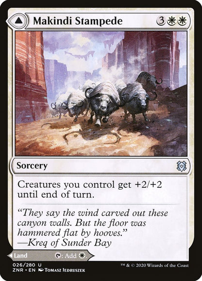 MTG Card Title: Makindi Stampede // Makindi Mesas ZNR/26