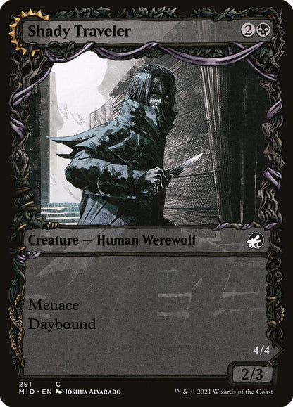 MTG Card Title: Shady Traveler // Stalking Predator MID/291