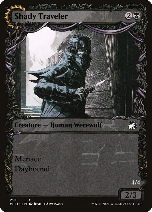 MTG Card Title: Shady Traveler // Stalking Predator MID/291