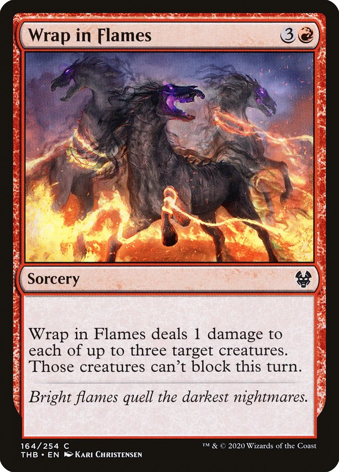 MTG Card Title: Wrap in Flames THB/164