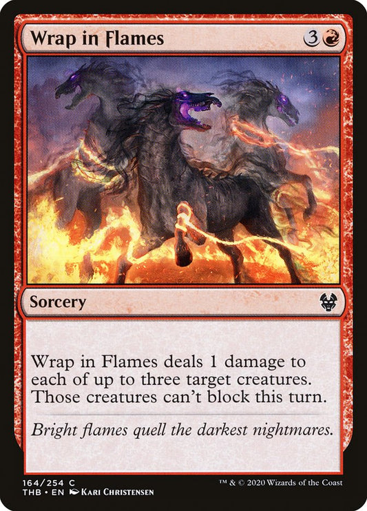 MTG Card Title: Wrap in Flames THB/164