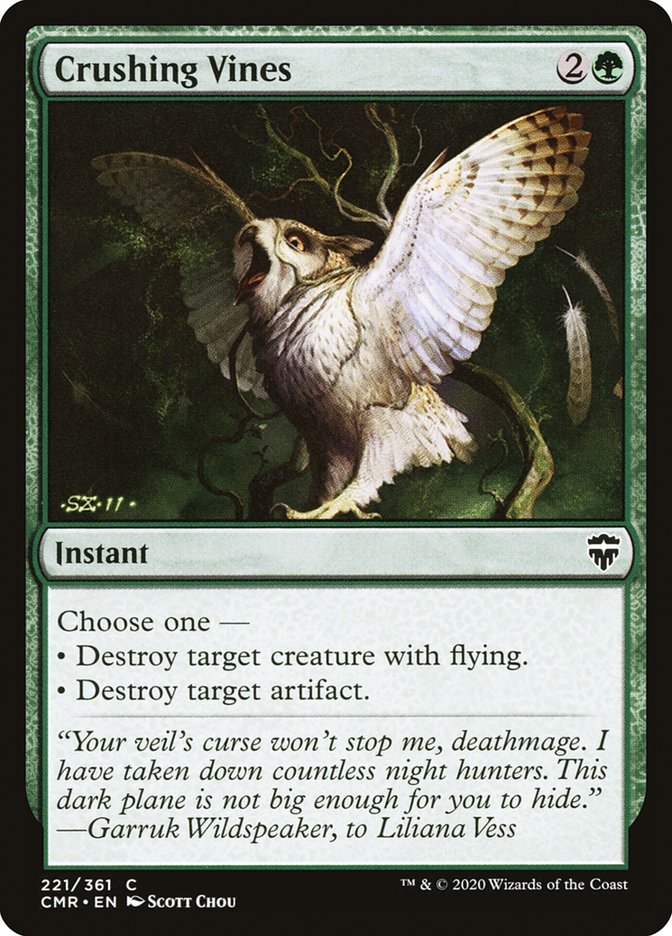 MTG Card Title: Crushing Vines CMR/221