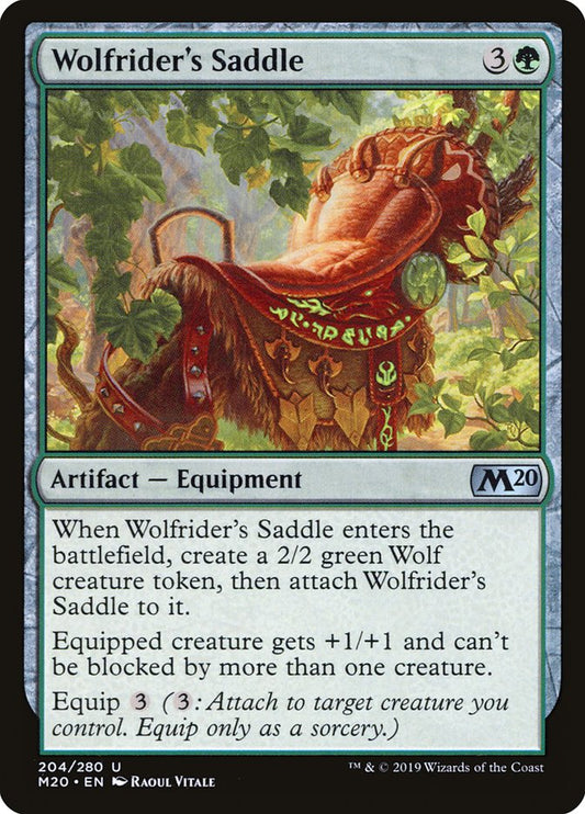 MTG Card Title: Wolfrider's Saddle M20/204