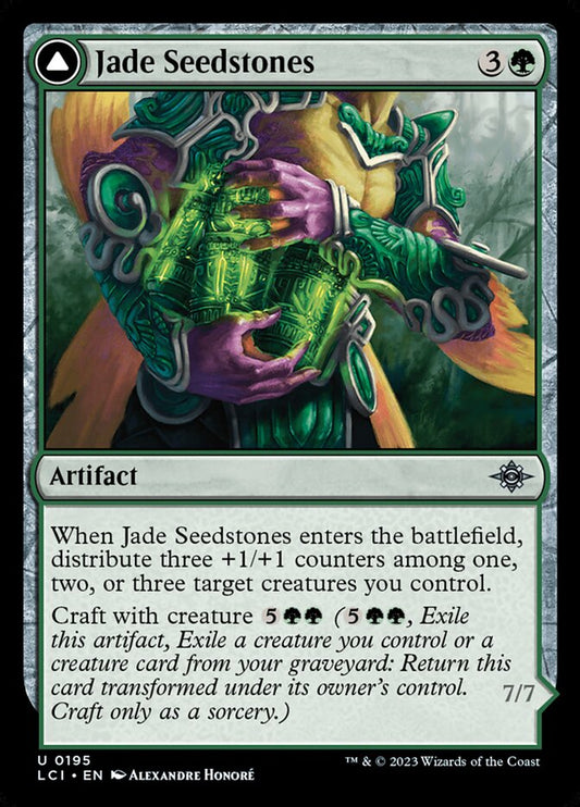 MTG Card Title: Jade Seedstones // Jadeheart Attendant LCI/195