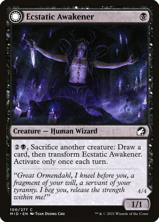 MTG Card Title: Ecstatic Awakener // Awoken Demon MID/100