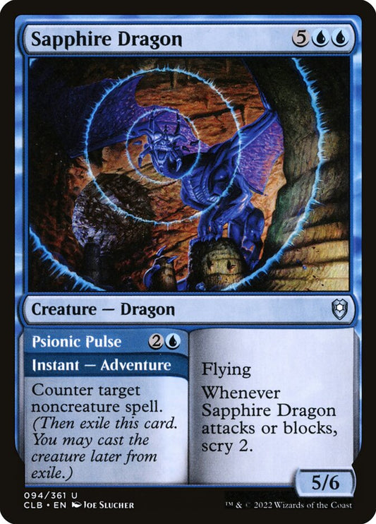 MTG Card Title: Sapphire Dragon // Psionic Pulse CLB/94