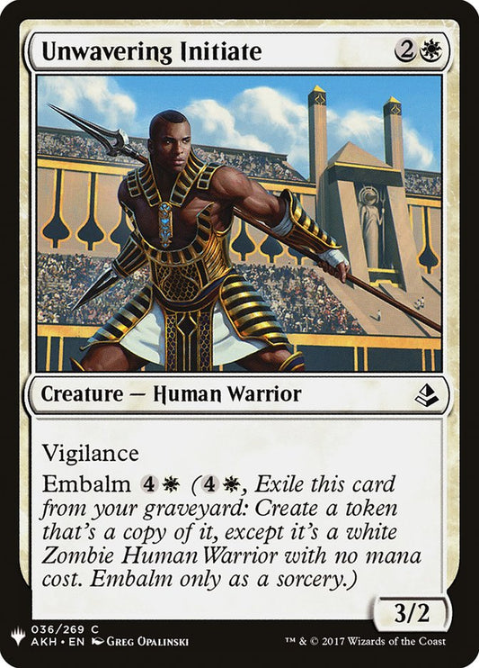 MTG Card Title: Unwavering Initiate PLST/AKH-36