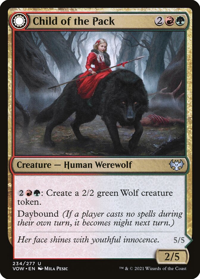 MTG Card Title: Child of the Pack // Savage Packmate VOW/234