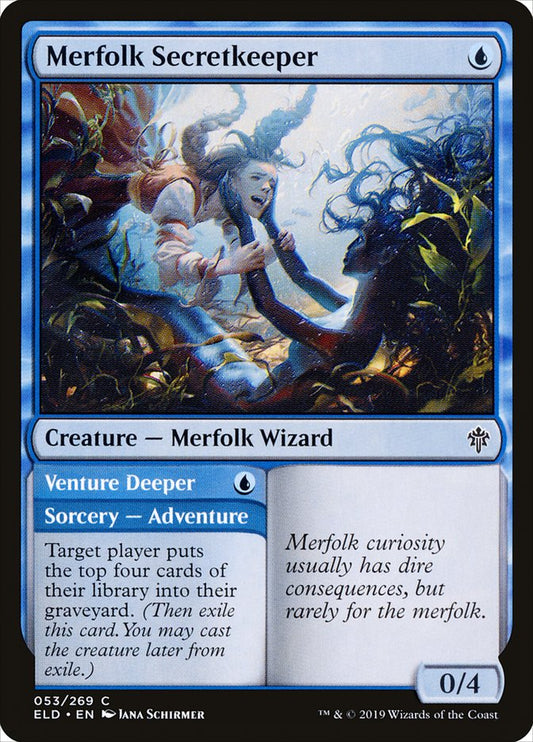 MTG Card Title: Merfolk Secretkeeper // Venture Deeper ELD/53