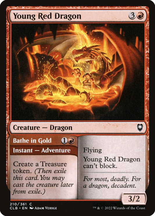 MTG Card Title: Young Red Dragon // Bathe in Gold CLB/210