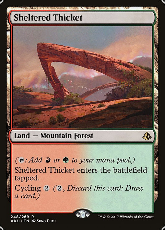 MTG Card Title: Sheltered Thicket AKH/248