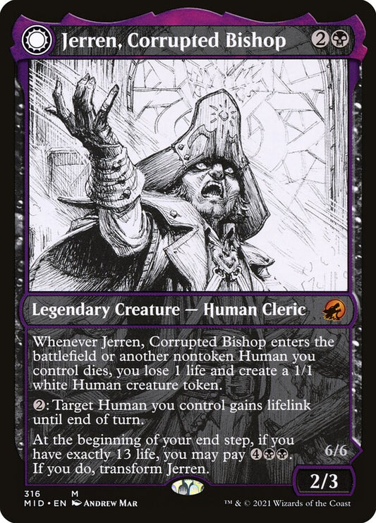 MTG Card Title: Jerren, Corrupted Bishop // Ormendahl, the Corrupter MID/316