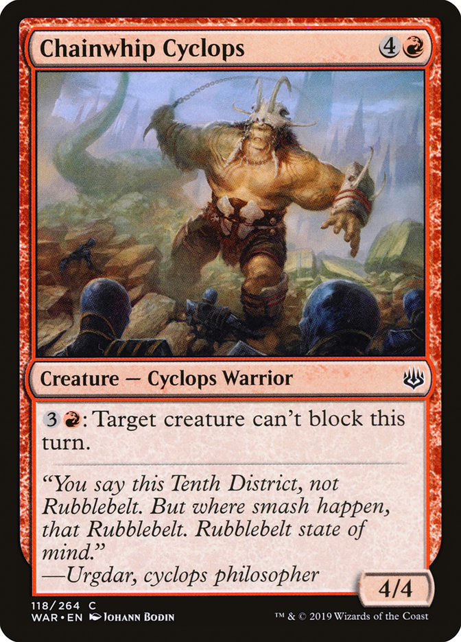 MTG Card Title: Chainwhip Cyclops WAR/118
