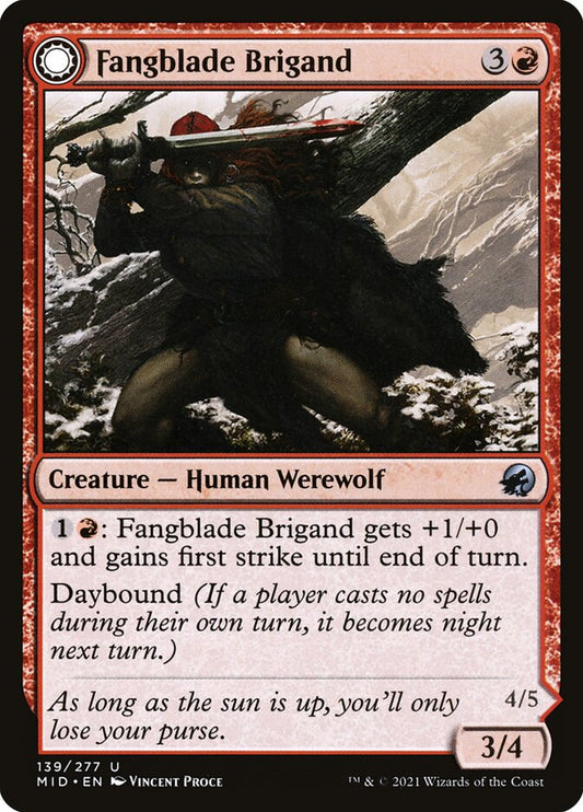MTG Card Title: Fangblade Brigand // Fangblade Eviscerator MID/139