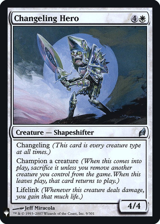 MTG Card Title: Changeling Hero PLST/LRW-9