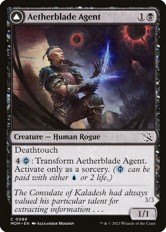 MTG Card Title: Aetherblade Agent // Gitaxian Mindstinger MOM/88