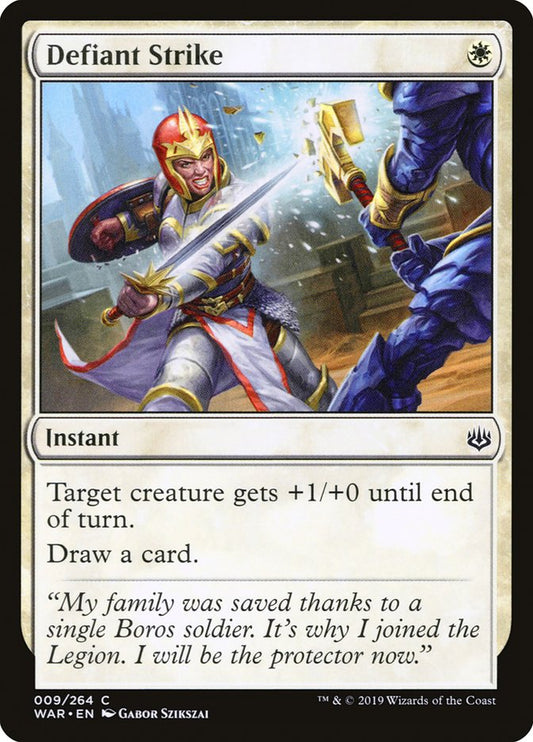 MTG Card Title: Defiant Strike WAR/9