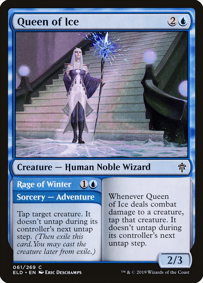 MTG Card Title: Queen of Ice // Rage of Winter ELD/61