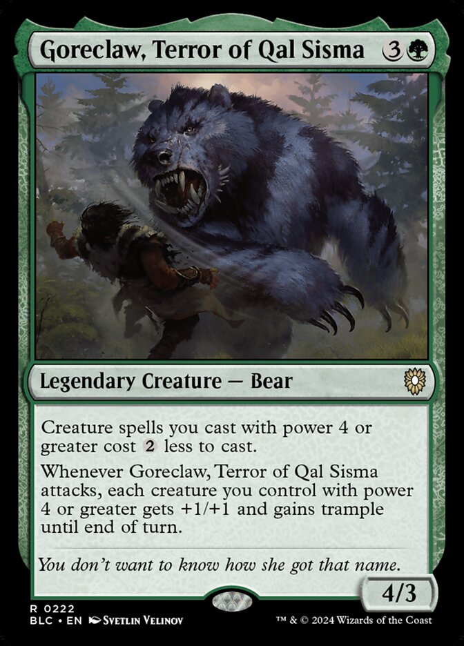 MTG Card Title: Goreclaw, Terror of Qal Sisma BLC/222