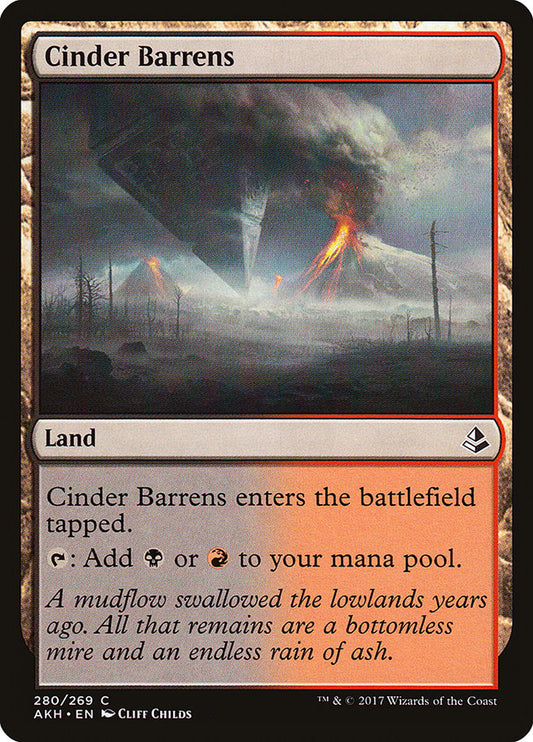 MTG Card Title: Cinder Barrens AKH/280