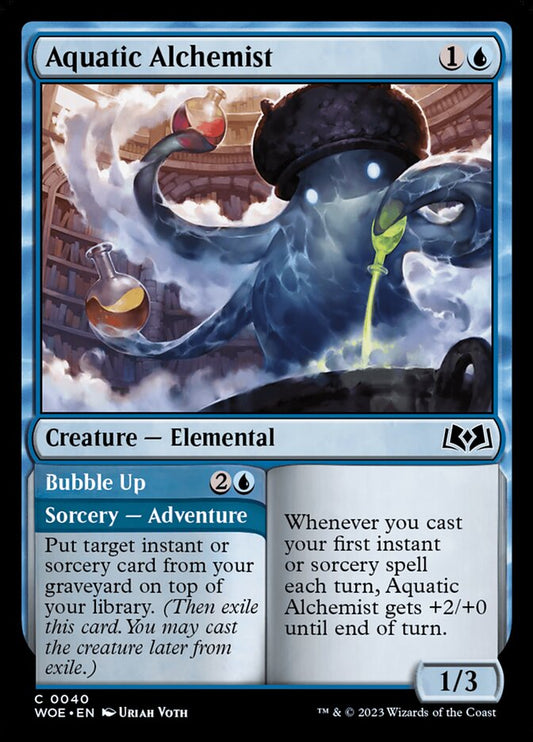 MTG Card Title: Aquatic Alchemist // Bubble Up WOE/40