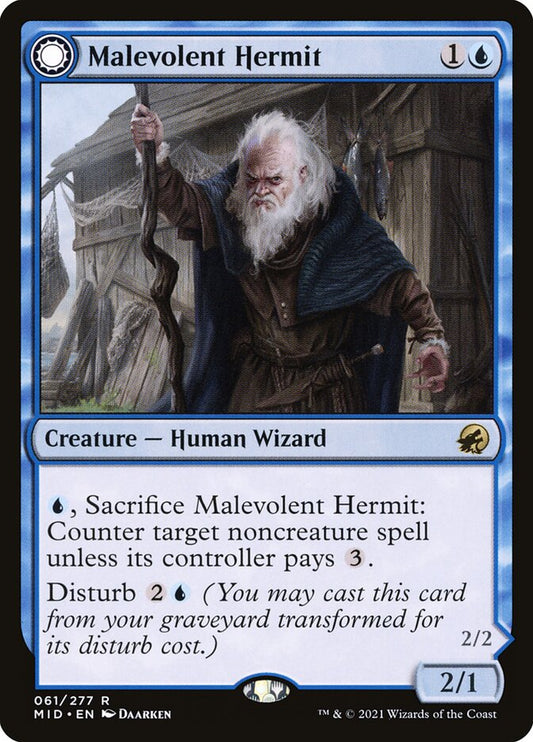 MTG Card Title: Malevolent Hermit // Benevolent Geist MID/61