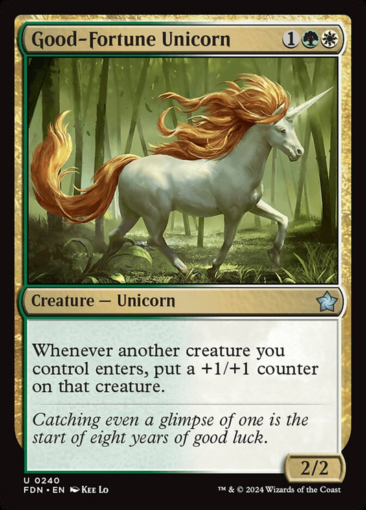 MTG Card Title: Good-Fortune Unicorn FDN/240