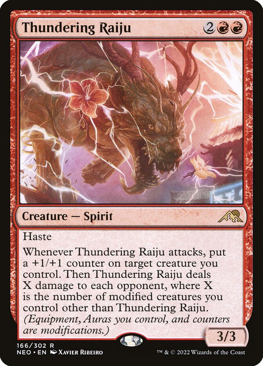 MTG Card Title: Thundering Raiju NEO/166