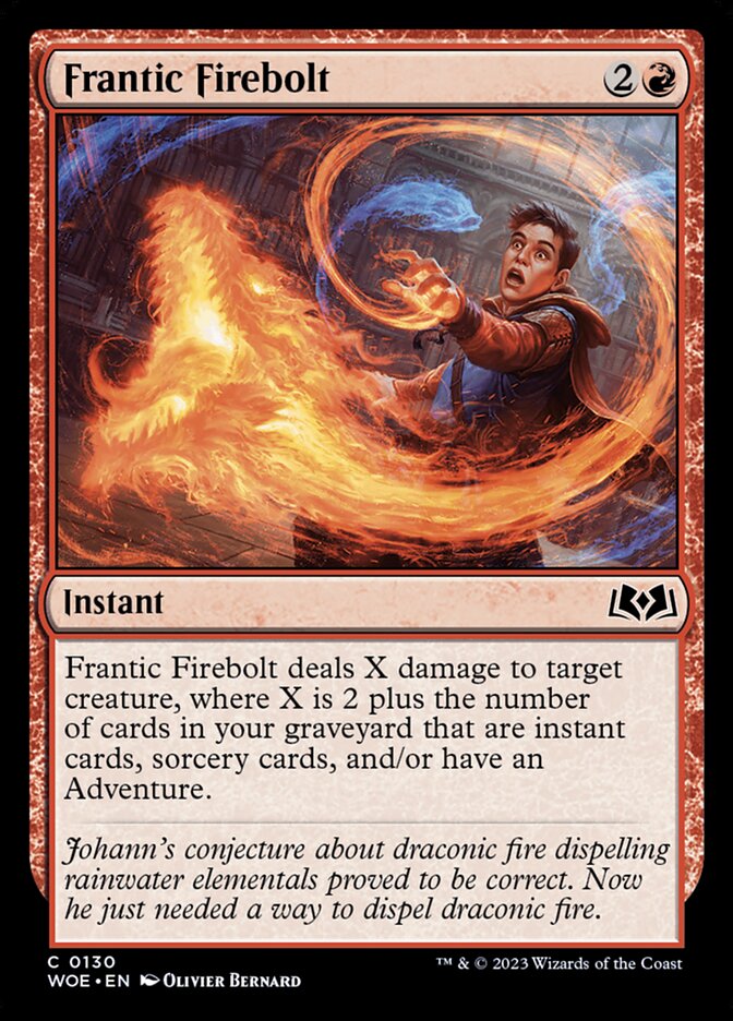 MTG Card Title: Frantic Firebolt WOE/130
