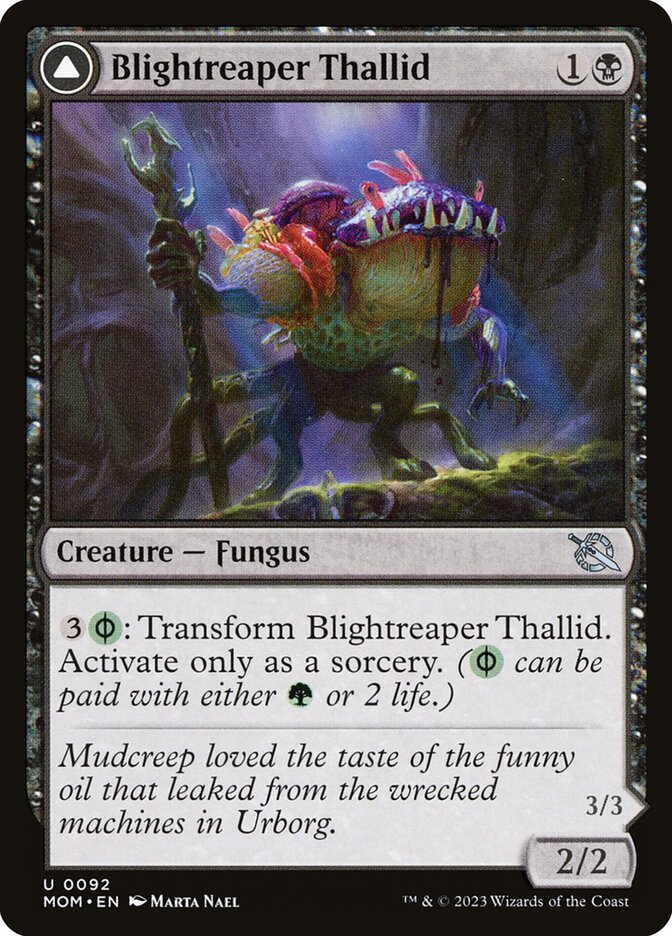 MTG Card Title: Blightreaper Thallid // Blightsower Thallid MOM/92