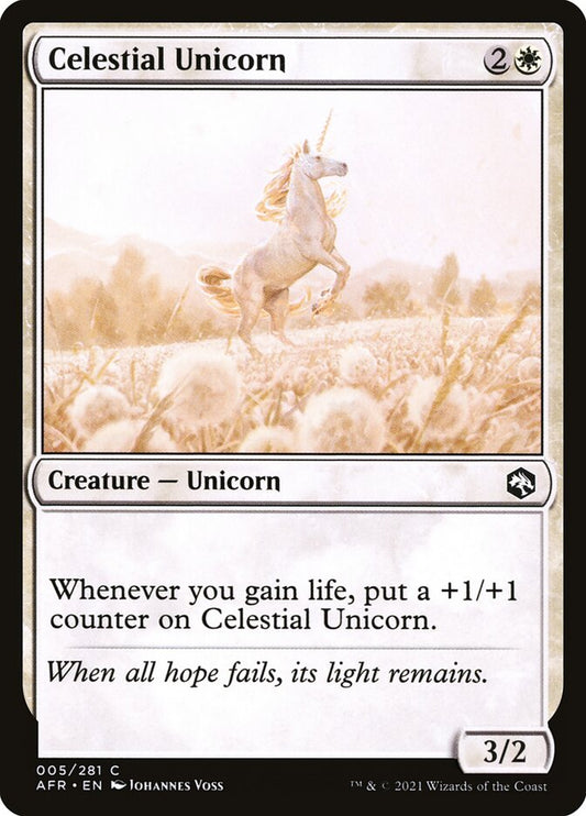MTG Card Title: Celestial Unicorn AFR/5