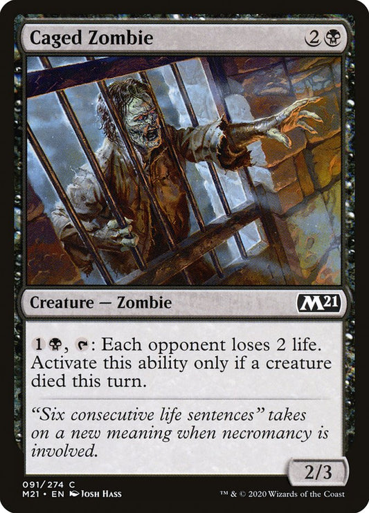 MTG Card Title: Caged Zombie M21/91
