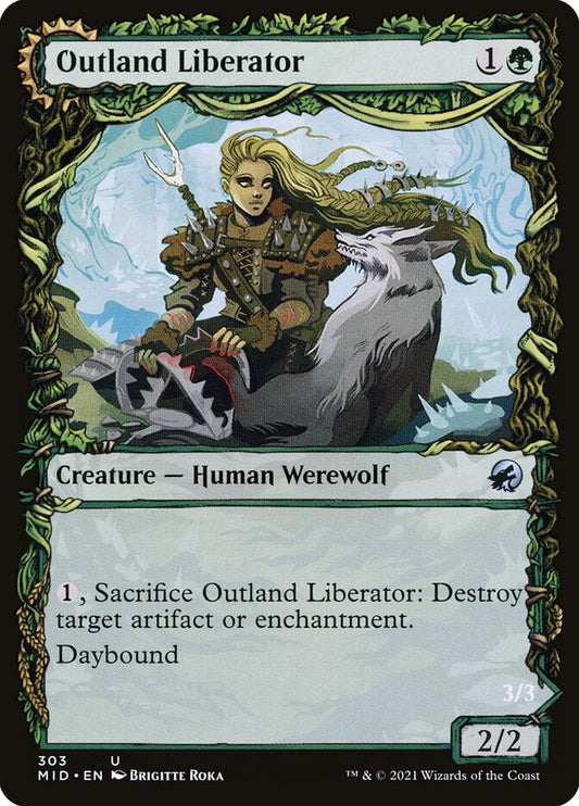 MTG Card Title: Outland Liberator // Frenzied Trapbreaker MID/303