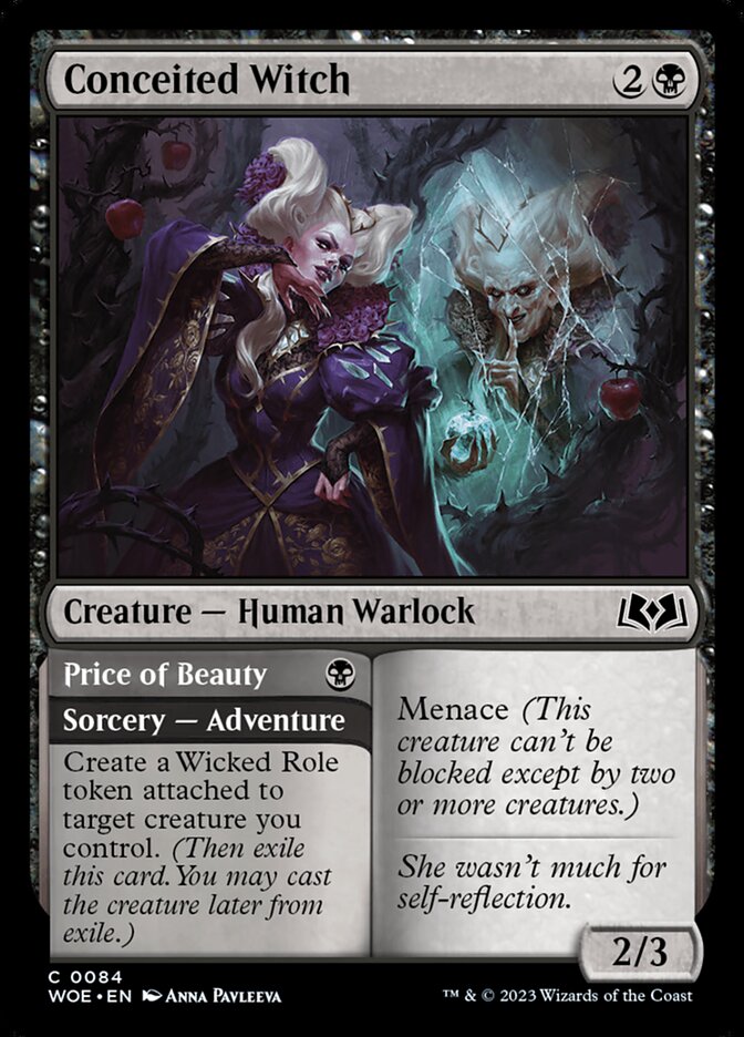 MTG Card Title: Conceited Witch // Price of Beauty WOE/84