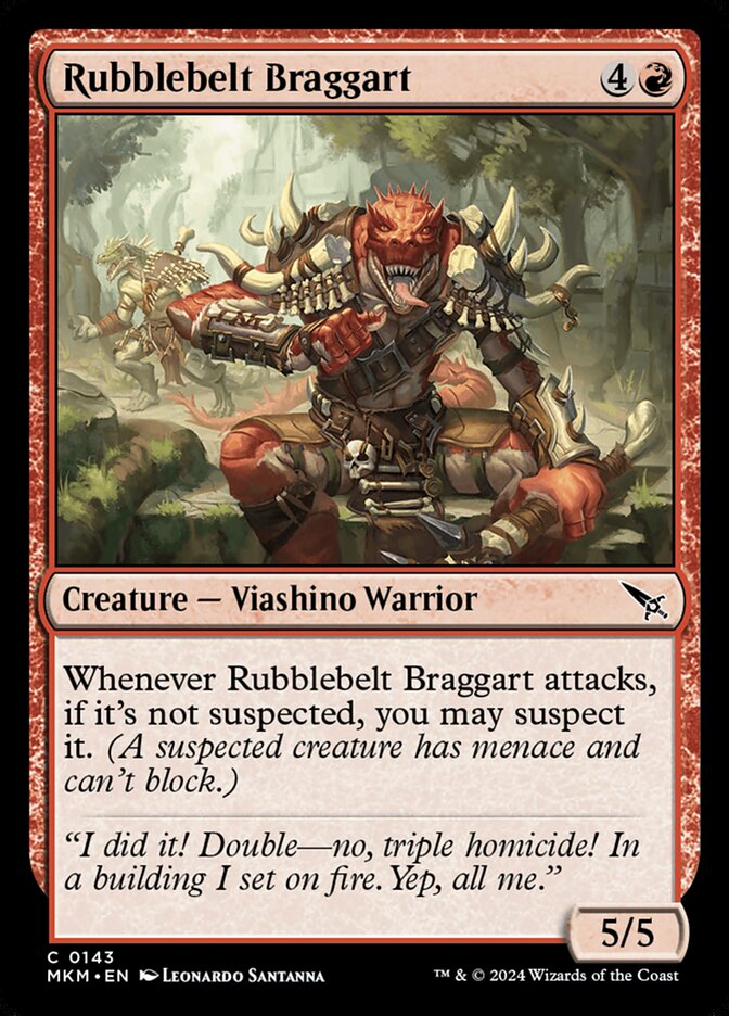 MTG Card Title: Rubblebelt Braggart MKM/143